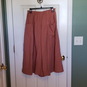 Wide leg cropped pants salmon color